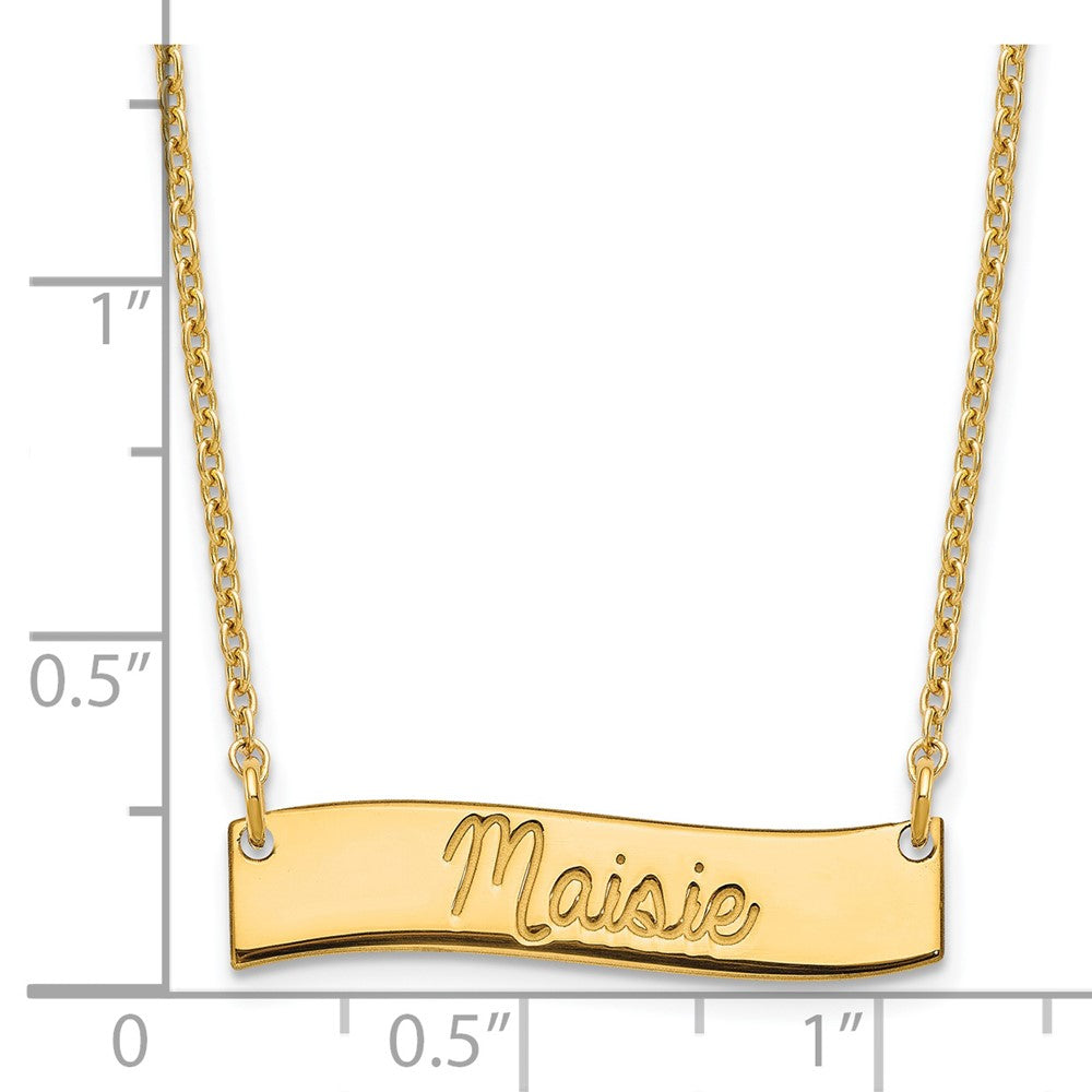 SS/Gold-plated Small AWAYS IN MY HEART Curved Bar Necklace