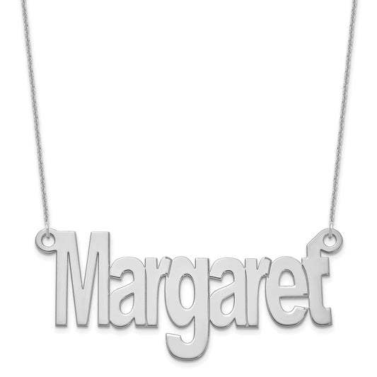 14k White Gold Large Name Plate Necklace