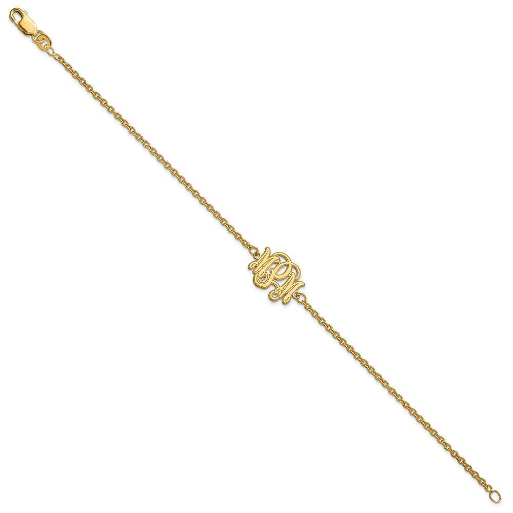 Sterling Silver/Gold-plated Etched Monogram Bracelet