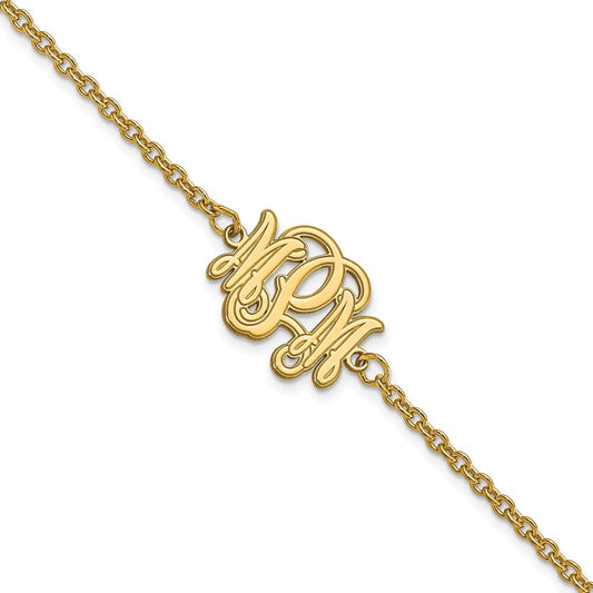 Sterling Silver/Gold-plated Etched Monogram Bracelet
