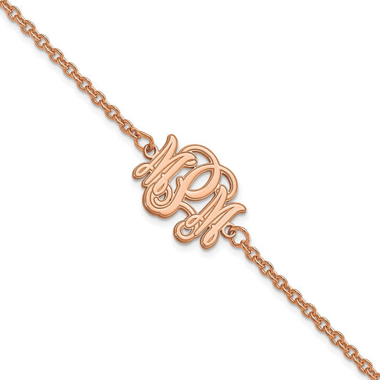 Sterling Silver/Rose-plated Etched Monogram Bracelet