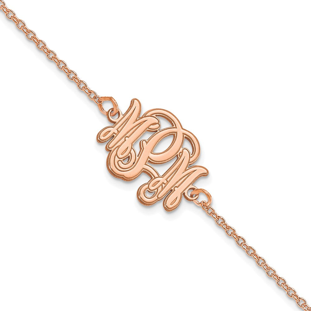 14k Rose Gold Etched Monogram Bracelet