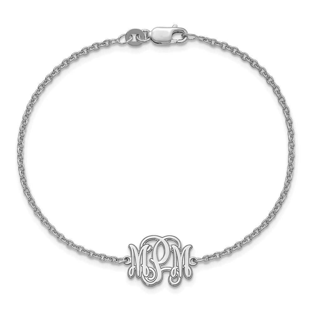 Sterling Silver/Rhodium-plated Etched Monogram Bracelet