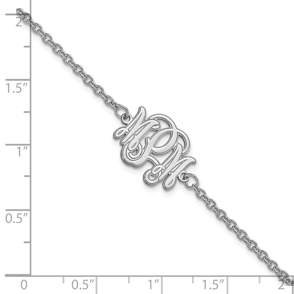 Sterling Silver/Rhodium-plated Etched Monogram Bracelet