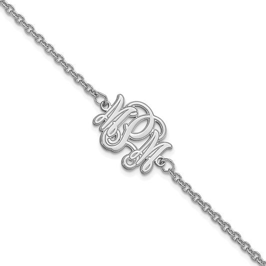 10k White Gold Etched Monogram Bracelet