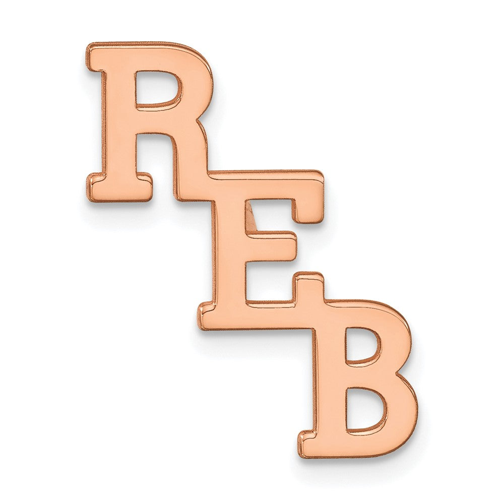 Sterling Silver/Rose-plated Large cut-out Monogram Tie Tac