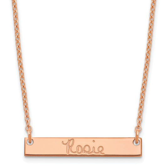 Sterling Silver/Rose-plated Small Signature Bar Necklace