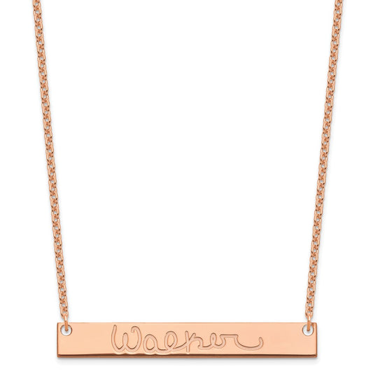 Sterling Silver/Rose-plated Large Signature Bar Necklace