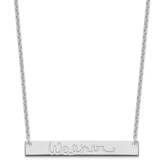 Sterling Silver/Rhodium-plated Large Signature Bar Necklace