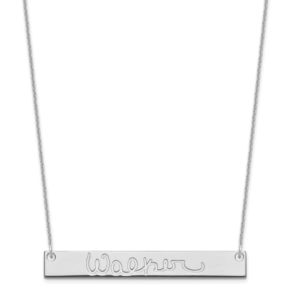 10k White Gold Large Signature Bar Necklace