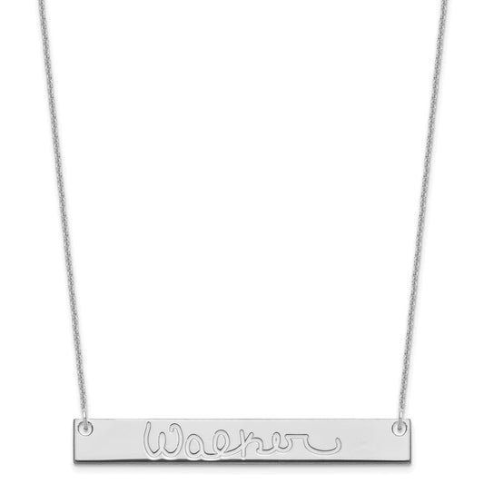 10k White Gold Large Signature Bar Necklace
