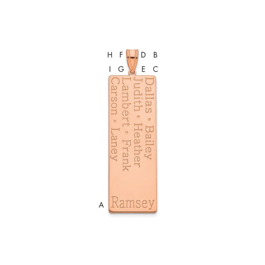 10k Rose Gold 8  Name Family Pendant