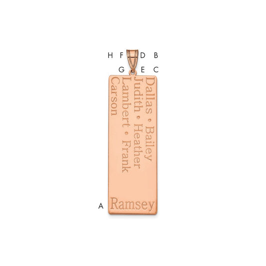 14k Rose Gold 7 Name Family Pendant