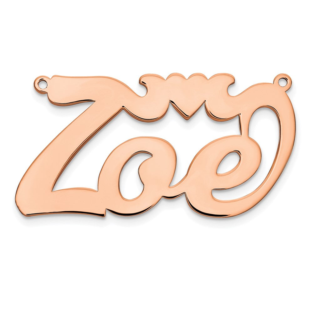 Sterling Silver/Rose-plated Polished Heart Name Plate