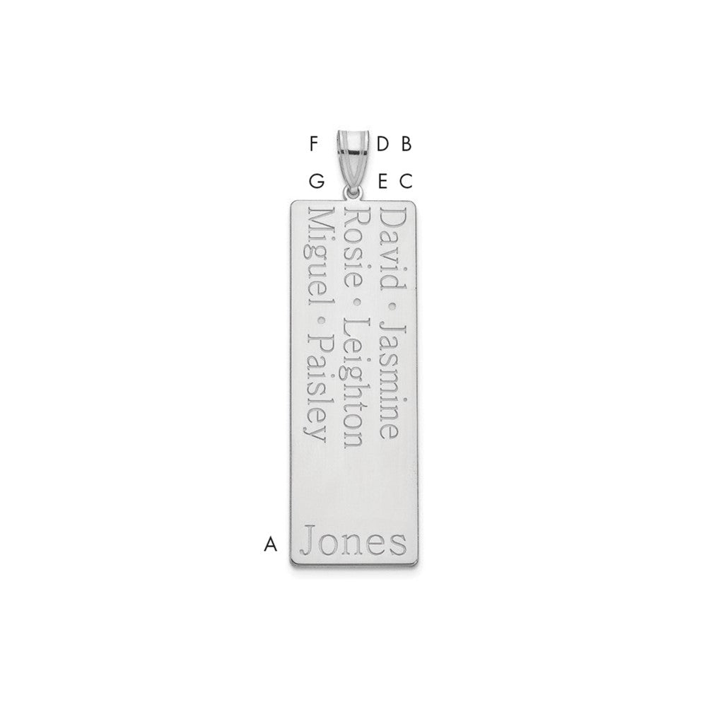 10k White Gold 6 Name Family Pendant