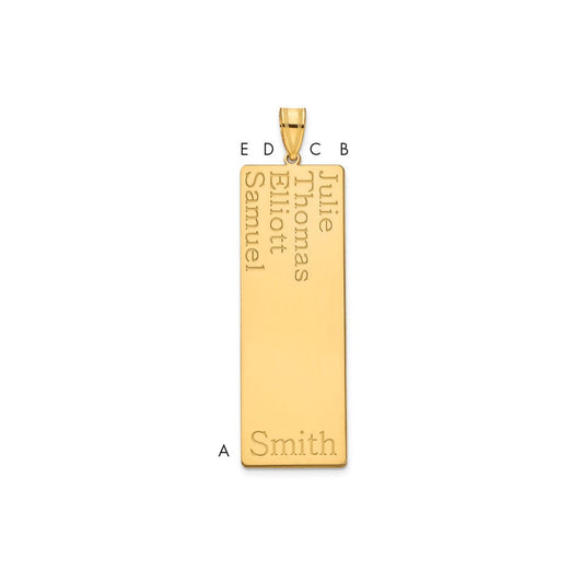10k Yellow Gold 4 Name Family Pendant