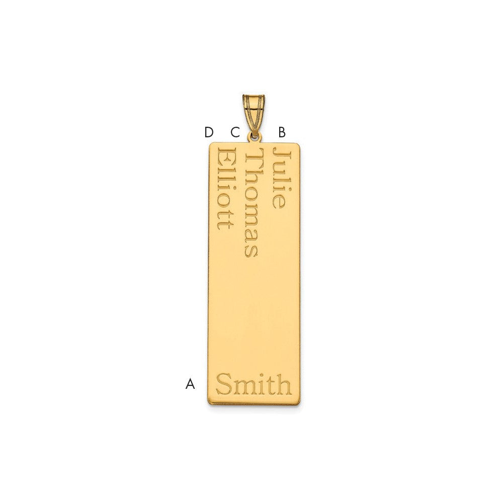 14k Yellow Gold 3 Name Family Pendant