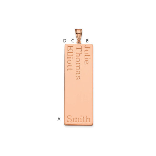 14k Rose Gold 3 Name Family Pendant