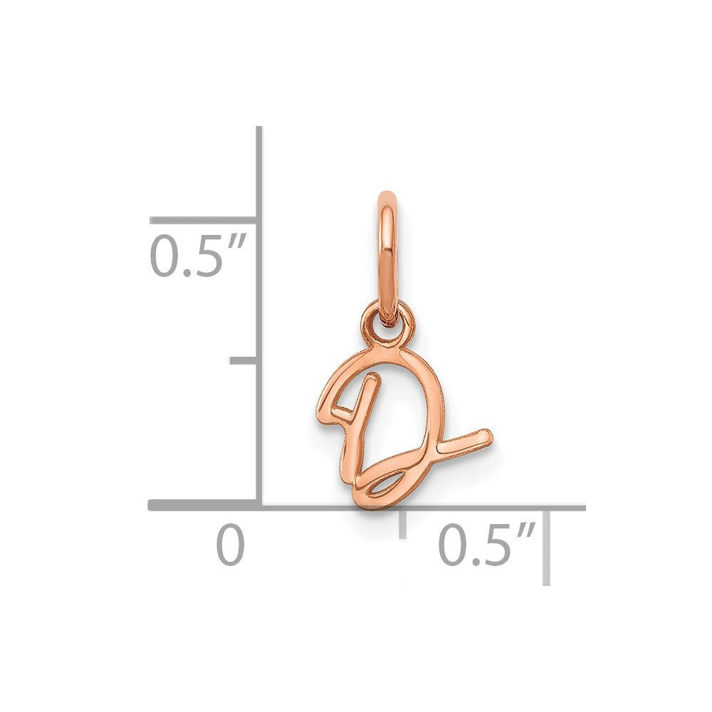 10K Rose Gold Upper case Letter D Initial Charm
