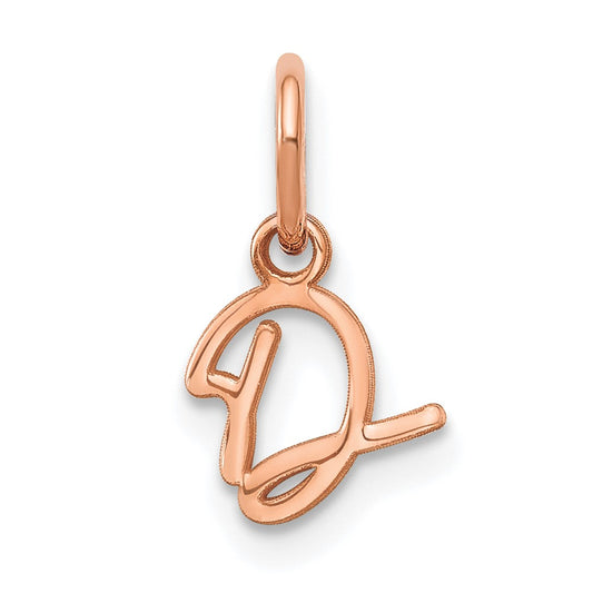 10K Rose Gold Upper case Letter D Initial Charm