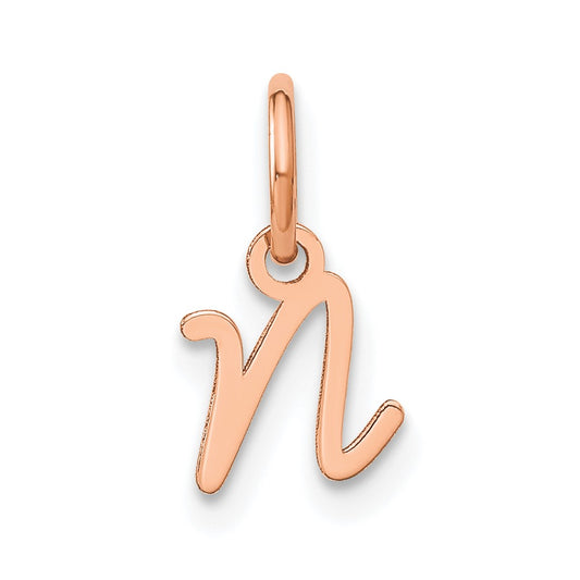 10K Rose Gold Upper case Letter N Initial Charm