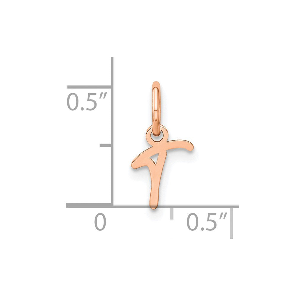 10K Rose Gold Upper case Letter T Initial Charm