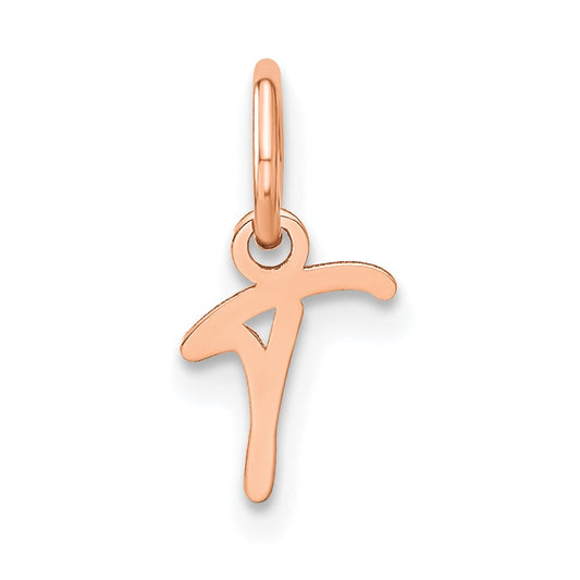 10K Rose Gold Upper case Letter T Initial Charm