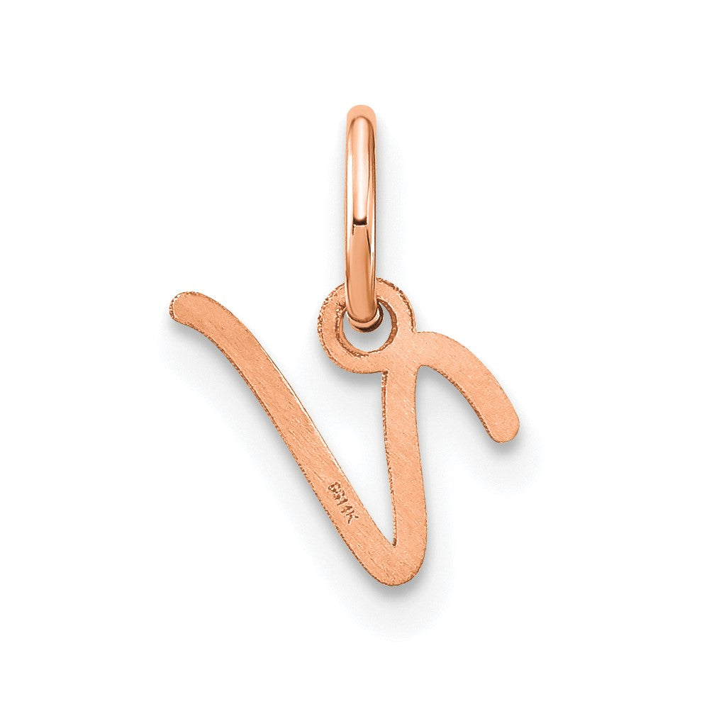 10K Rose Gold Upper case Letter V Initial Charm