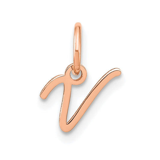 10K Rose Gold Upper case Letter V Initial Charm