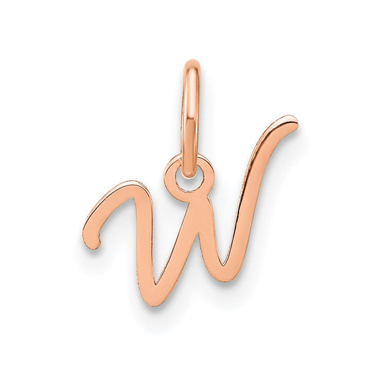 10K Rose Gold Upper case Letter W Initial Charm