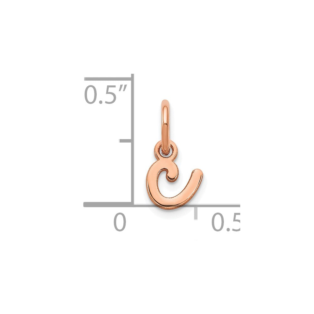 10K Rose Gold Lower case Letter C Initial Charm