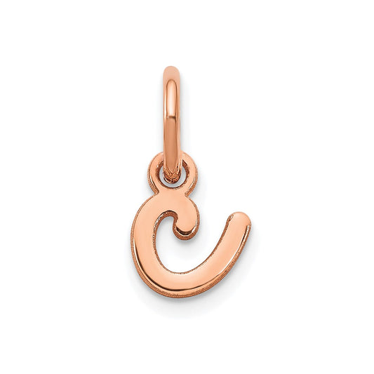 10K Rose Gold Lower case Letter C Initial Charm