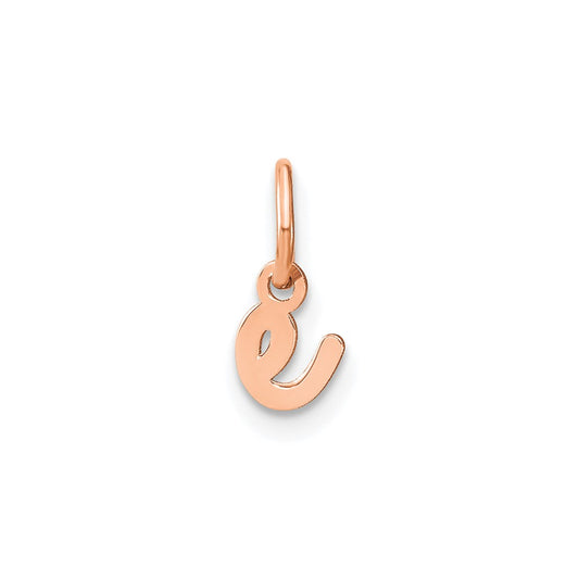 10K Rose Gold Lower case Letter E Initial Charm