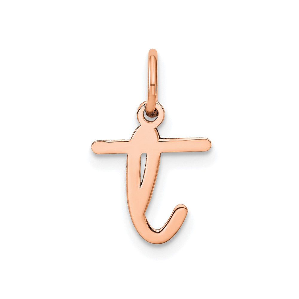 10K Rose Gold Lower case Letter T Initial Charm
