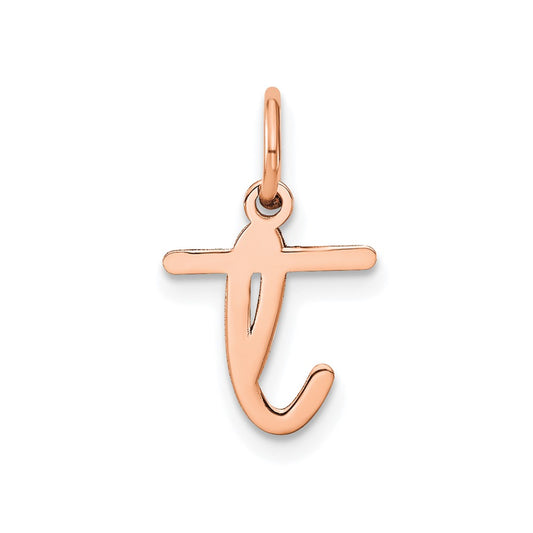 10K Rose Gold Lower case Letter T Initial Charm