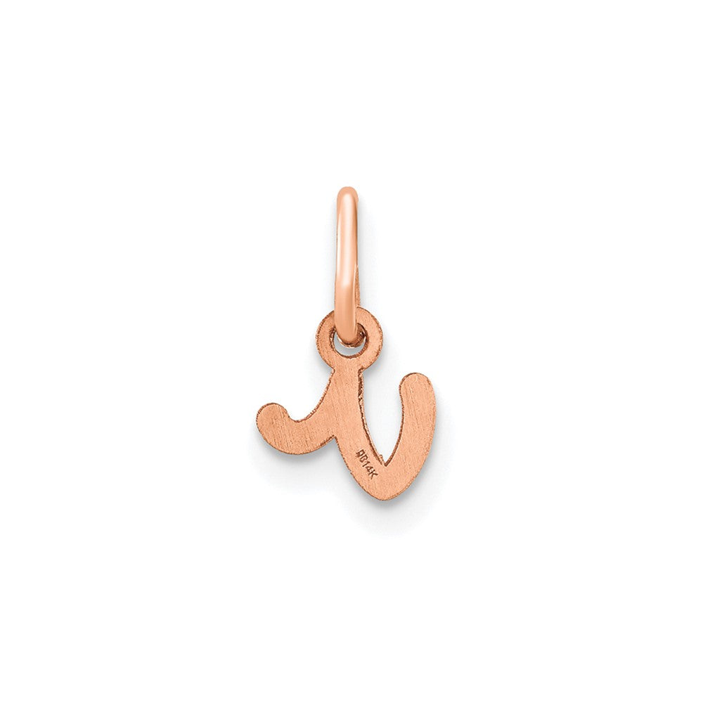 10K Rose Gold Lower case Letter V Initial Charm
