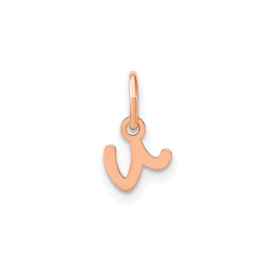 10K Rose Gold Lower case Letter V Initial Charm