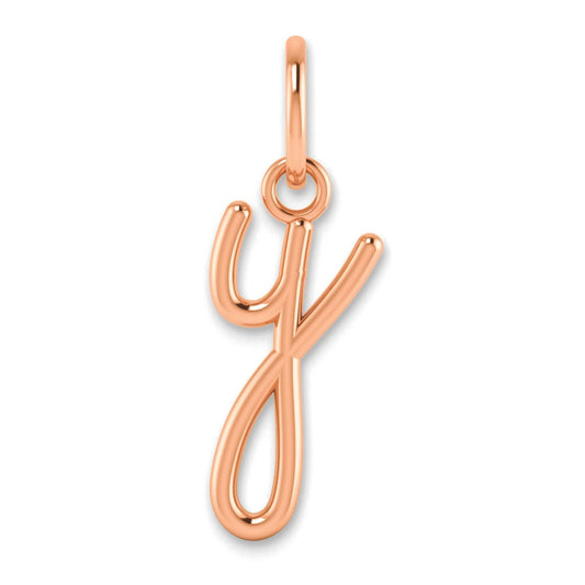 10K Rose Gold Lower case Letter Y Initial Charm