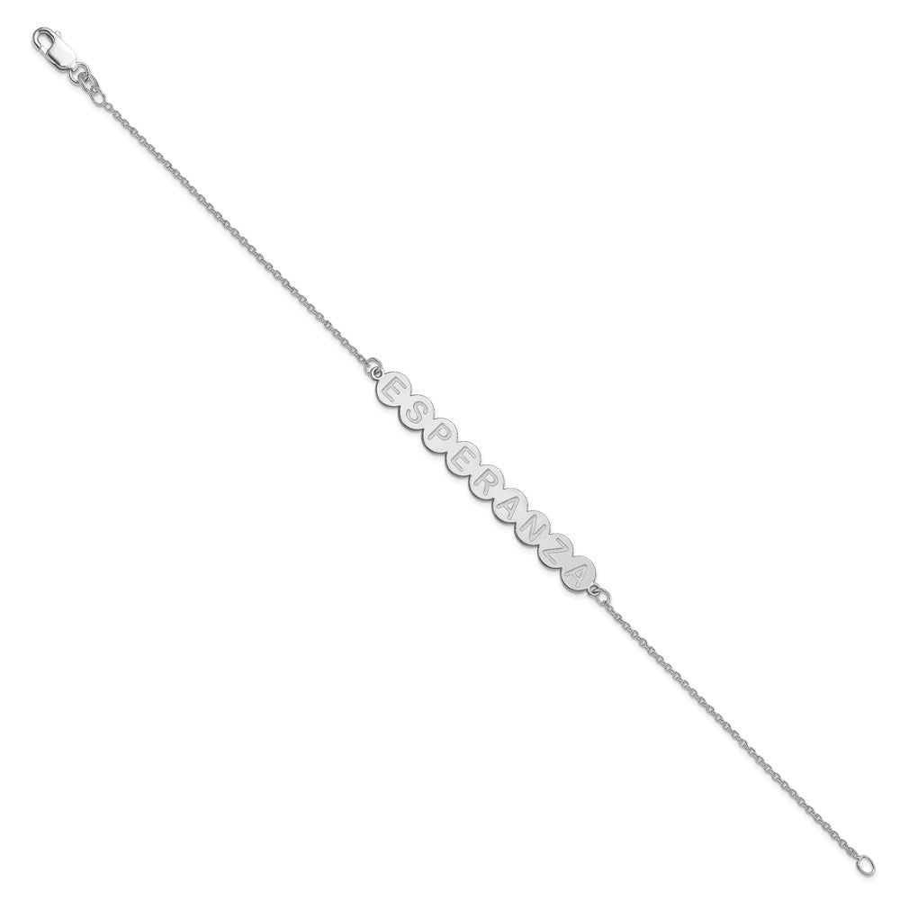 14k White Gold 9 Letter Bubble Bracelet