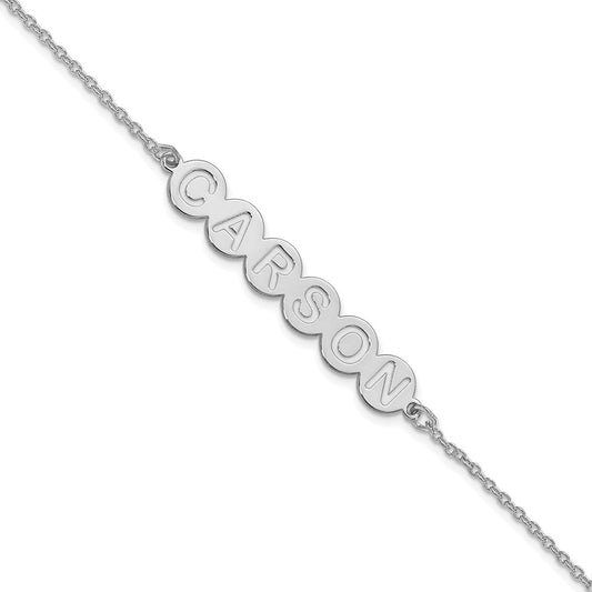 14k White Gold 6 Letter Bubble Bracelet
