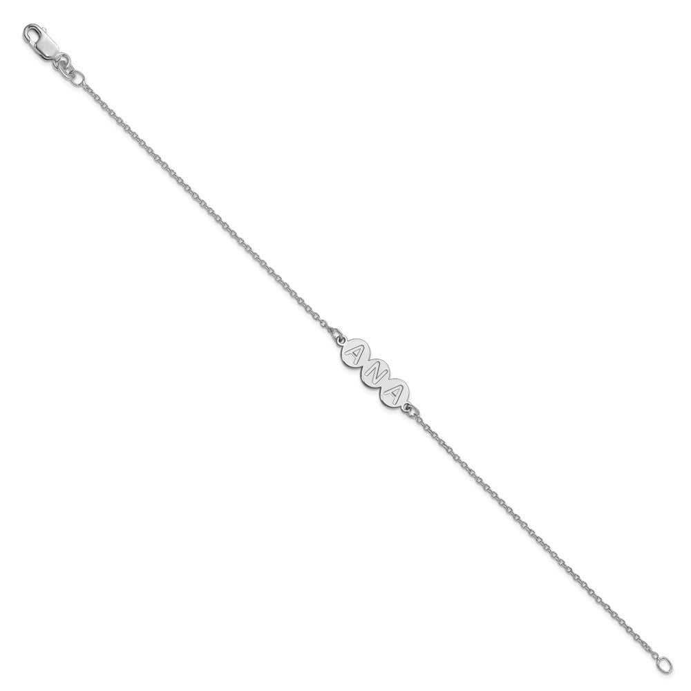 14k White Gold 3 Letter Bubble Bracelet