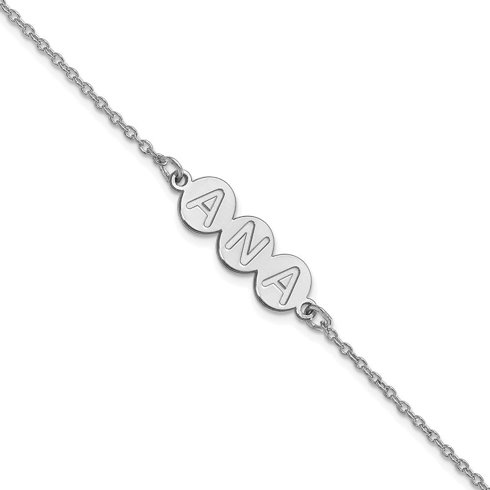 10k White Gold 3 Letter Bubble Bracelet