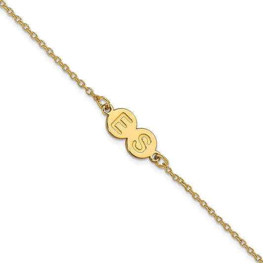 14k Yellow Gold 2 Letter Bubble Bracelet