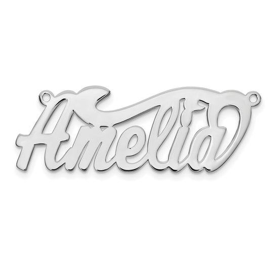 10k White Gold Polished Name Plate