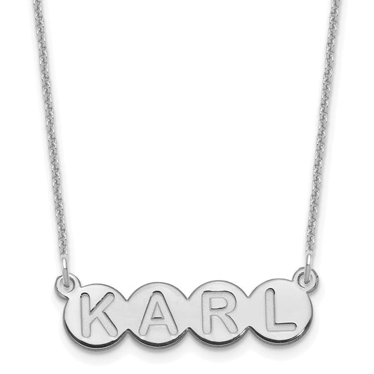 14k White Gold 4 Letter Bubble Necklace