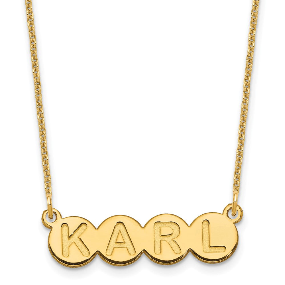 14k Yellow Gold 4 Letter Bubble Necklace
