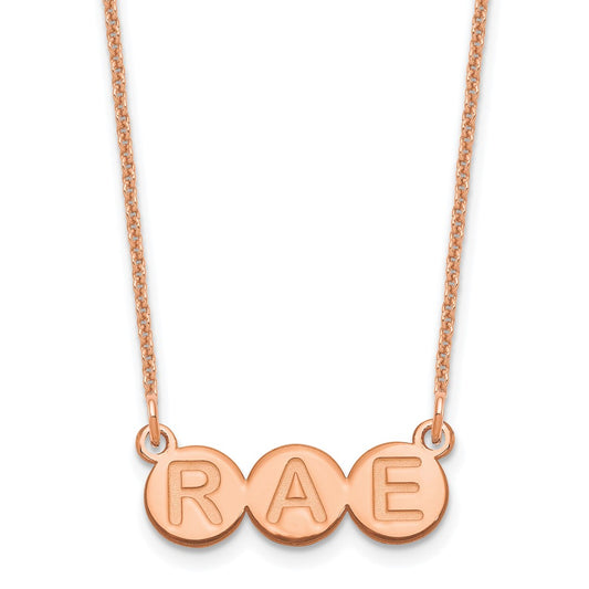 14k Rose Gold 3 letter Bubble Necklace
