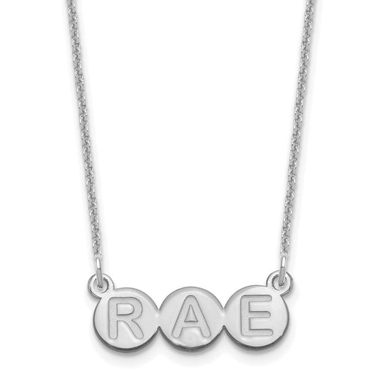 14k White Gold 3 Letter Bubble Necklace