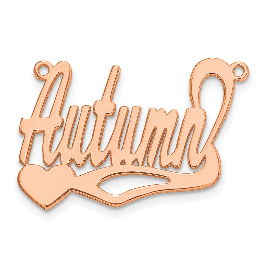 Sterling Silver/Rose-plated Polished Heart Name Plate