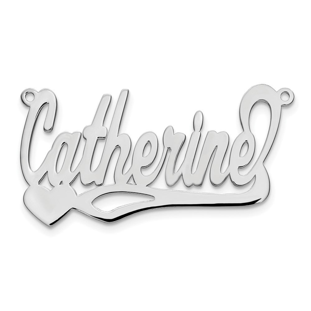 Sterling Silver/Rhodium-plated Polished Heart Name Plate